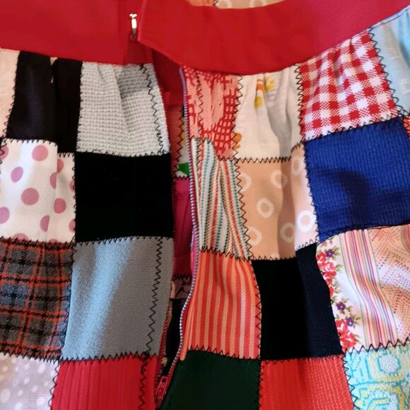 Vintage Handmade Granny Quilt Square Maxi Skirt Cottage Core Boho 29"Waist Sz M - Picture 7 of 8
